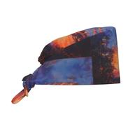 YYHWHJDE Bouffant Scrub Caps Watch The Fields and The Sunset Pattern - Casquettes chirurgicales réglables pour homme et femme - Noir
