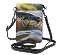 YYHWHJDE Brook Trout Fly Fishing Picture Téléphone portable pour femme avec prépuce en cuir et bandoulière réglable