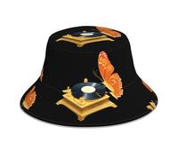 YYHWHJDE Butterfly by The Gramophone Chapeau bob réfléchissant pour homme et femme Noir