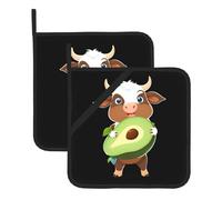 YYHWHJDE Calf with The Avocado Prints Lot de 2 maniques isolantes carrées anti-brûlures et isolantes thermiques imperméables 20,3 x 20,3 cm
