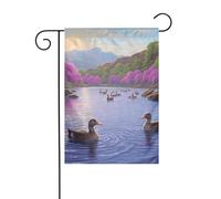 YYHWHJDE Canards sur le lac - Mât de drapeau de jardin - Décoration de cour extérieure - Tendance - 30,5 x 45,7 cm