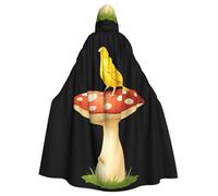 YYHWHJDE Canari sur un champignon imprimé Halloween Cape à capuche pour adulte pour fêtes et costumes