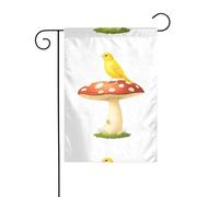 YYHWHJDE Canari sur un champignon - Mât de drapeau de jardin - Décoration extérieure - Double face - 30,5 x 45,7 cm