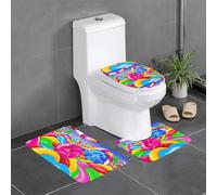 YYHWHJDE Candy Land Lot de 3 tapis de sol antidérapants en forme de U pour toilettes fermement fixés, absorbants et durables, épais et confortables