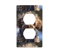 YYHWHJDE Caniche portant une écharpe imprimée double prise murale panneau mural plaque de couverture de prise électrique décoration résistante à la chaleur 11,4 x 7 cm