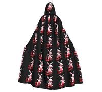 YYHWHJDE Cape à capuche effrayante pour adulte avec image de lapin maléfique pour jeux de rôle, costumes et fêtes à thème