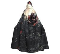 YYHWHJDE Cape à capuche gothique pour adulte avec image de rose pour jeux de rôle, costumes et fêtes à thème