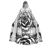 YYHWHJDE Cape à capuche gothique pour adulte avec motif rose pour fête, cosplay, scène, bal masqué, danse, Comic Con