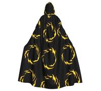 YYHWHJDE Cape à capuche imprimée boule de feu brûlant pour adulte sans fermeture éclair, confortable et durable pour les jeux de rôle