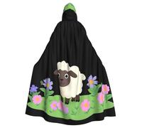 YYHWHJDE Cape à capuche imprimée Little Sheep on the Flowerbed pour adulte sans fermeture éclair, confortable et durable pour les jeux de rôle