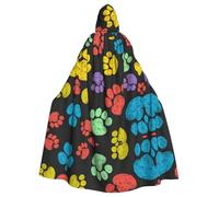 YYHWHJDE Cape à capuche imprimée pattes de chien - Longue couverture Cosplay pour Halloween et fêtes costumées