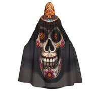 YYHWHJDE Cape à capuche mexicaine Halloween motif crâne Halloween adulte pour jeux de rôle, costumes de scène, fêtes facile d'entretien