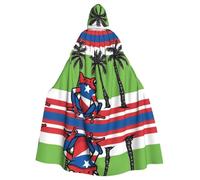 YYHWHJDE Cape à capuche pour adulte avec drapeau de Porto Rico, grenouille, palmiers, pour Halloween, fêtes et événements costumés