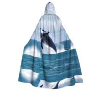 YYHWHJDE Cape à capuche pour adulte avec image de baleines en mer, sans fermeture éclair, confortable pour les fêtes costumées