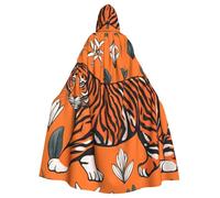 YYHWHJDE Cape à capuche pour adulte avec image de léopard tigre orange pour jeux de rôle, costumes et fêtes à thème