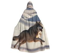 YYHWHJDE Cape à capuche pour adulte avec image de loup en cours d'exécution pour jeux de rôle, costumes et fêtes à thème
