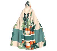 YYHWHJDE Cape à capuche pour adulte avec image de petite plante verte de dessin animé, sans fermeture éclair, confortable pour les fêtes costumées