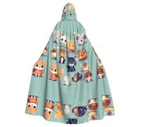 YYHWHJDE Cape à capuche pour adulte avec image de petits animaux mignons sans fermeture éclair, confortable pour les fêtes costumées