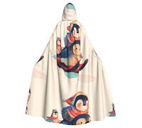 YYHWHJDE Cape à capuche pour adulte avec image de pingouin Happy Ski, sans fermeture éclair, confortable pour les fêtes costumées