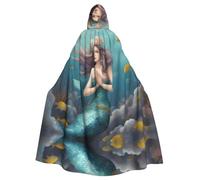 YYHWHJDE Cape à capuche pour adulte avec image de sirène pour jeux de rôle, costumes et fêtes à thème