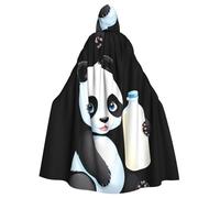 YYHWHJDE Cape à capuche pour adulte avec imprimé bébé panda tenant une bouteille de lait, sans fermeture éclair, confortable et durable pour jouer de rôle