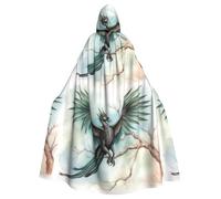 YYHWHJDE Cape à capuche pour adulte avec imprimé oiseau volant dans un arbre, sans fermeture éclair, confortable et durable pour les jeux de rôle