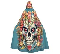 YYHWHJDE Cape à capuche pour adulte avec imprimé tête de mort en sucre pour fêtes et événements costumés
