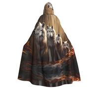 YYHWHJDE Cape à capuche pour adulte avec motif de famille de loups pour Halloween, déguisement, scène, bal masqué, danse, comic con
