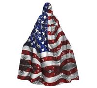 YYHWHJDE Cape à capuche pour adulte avec motif drapeau américain, étoiles, rayures imprimées, sans fermeture éclair, confortable et durable pour les jeux de rôle