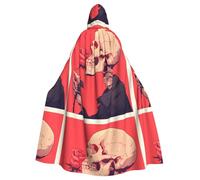 YYHWHJDE Cape à capuche pour adulte avec motif épine rose et squelette, sans fermeture éclair, confortable pour les fêtes costumées