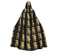 YYHWHJDE Cape à capuche pour adulte avec motif The Little Bear Hold The Gift Box - Sans fermeture éclair - Confortable pour les fêtes costumées