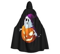 YYHWHJDE Cape à capuche pour adulte Ghost On The Pumpkin Picture Halloween sans fermeture éclair, confortable pour les fêtes costumées