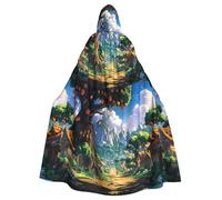 YYHWHJDE Cape à capuche pour adulte imprimée arbre fruitier à tête de village sans fermeture éclair, confortable et durable pour les jeux de rôle