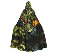 YYHWHJDE Cape à capuche pour adulte imprimée feuilles de palmier tropicales sans fermeture éclair, confortable et durable pour les jeux de rôle