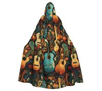 YYHWHJDE Cape à capuche pour adulte imprimée guitare rétro sans fermeture éclair, confortable et durable pour jouer de rôle