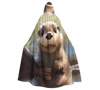 YYHWHJDE Cape à capuche pour adulte imprimée loutre de dessin animé, sans fermeture éclair, confortable et durable pour les jeux de rôle