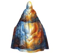 YYHWHJDE Cape à capuche pour adulte imprimée monstre de glace et de feu sans fermeture éclair, confortable et durable pour les jeux de rôle
