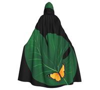 YYHWHJDE Cape à capuche pour adulte imprimée papillon sur feuille verte sans fermeture éclair, confortable et durable pour les jeux de rôle