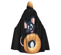 YYHWHJDE Cape à capuche pour adulte imprimée « The Mouse that stole the bagel » sans fermeture éclair, confortable et durable pour les jeux de rôle