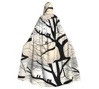 YYHWHJDE Cape à capuche pour adulte motif arbre oiseaux Barren Tr sans fermeture éclair, confortable pour les fêtes costumées