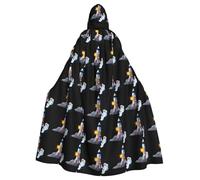 YYHWHJDE Cape à capuche pour adulte Motif astronaute Next To Exploding Rocket Halloween - Très grande cape à capuche sans fermeture éclair