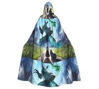 YYHWHJDE Cape à capuche pour adulte motif bêtes curatives d'Halloween - Très grande cape à capuche sans fermeture éclair