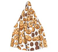 YYHWHJDE Cape à capuche pour adulte Motif biscuits et pépites de chocolat Halloween pour fêtes et événements costumés