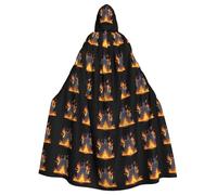 YYHWHJDE Cape à capuche pour adulte Motif château brûlant flammes d'Halloween pour fêtes et costumes