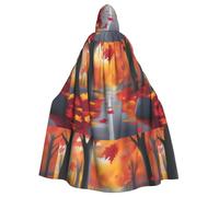 YYHWHJDE Cape à capuche pour adulte motif chemin forestier - Très grande cape à capuche sans fermeture éclair
