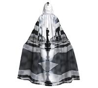 YYHWHJDE Cape à capuche pour adulte Motif damier noir et blanc Sans fermeture éclair Confortable pour les fêtes costumées