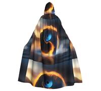 YYHWHJDE Cape à capuche pour adulte motif eau et feu de Tai Chi, sans fermeture éclair, confortable pour les fêtes costumées