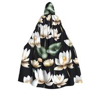YYHWHJDE Cape à capuche pour adulte motif fleur de lotus et feuilles - Très grande cape à capuche sans fermeture éclair