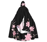 YYHWHJDE Cape à capuche pour adulte Motif hirondelle florale rose pour jeux de rôle, costumes et fêtes à thème