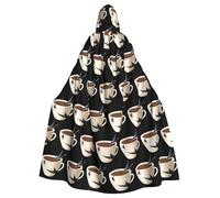 YYHWHJDE Cape à capuche pour adulte Motif hirondelle sur tasse à café Halloween pour diverses fêtes et carnaval